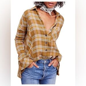 FREE PEOPLE Juniper Ridge Plaid Button Front Shirt